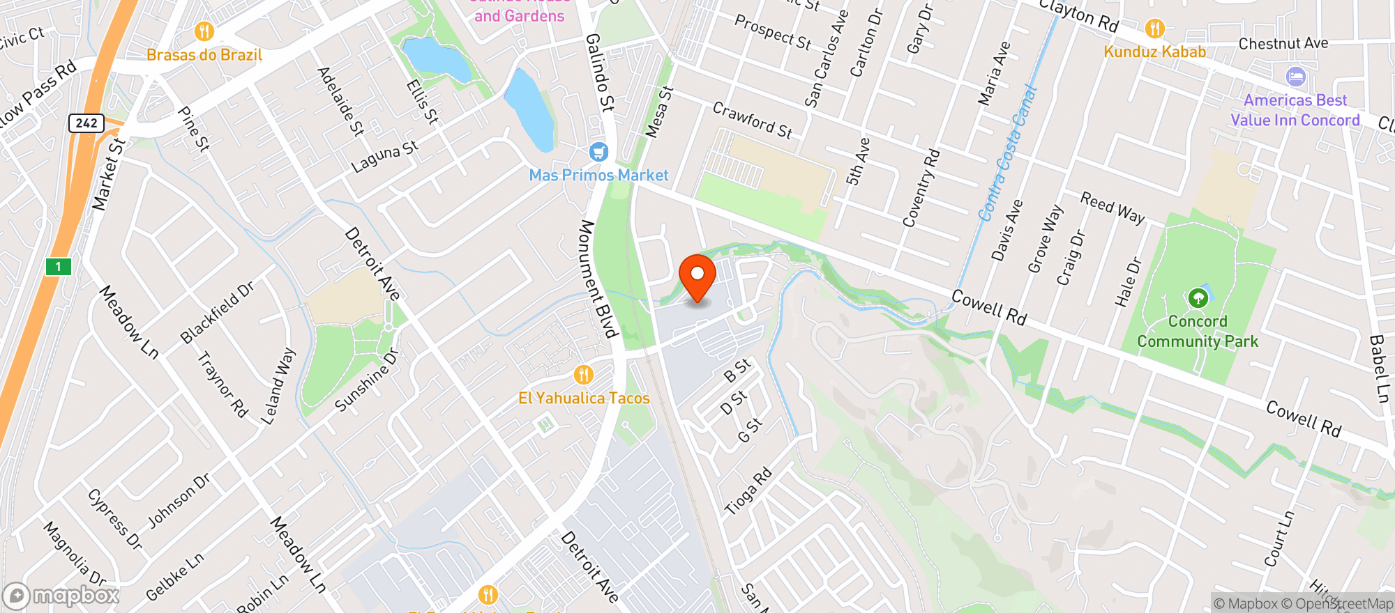 Map showing Door Dash