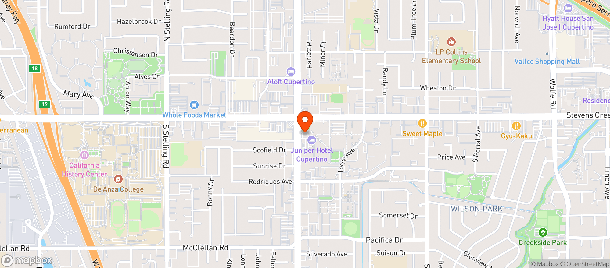 Map showing Parkview Kitchen & Spirits