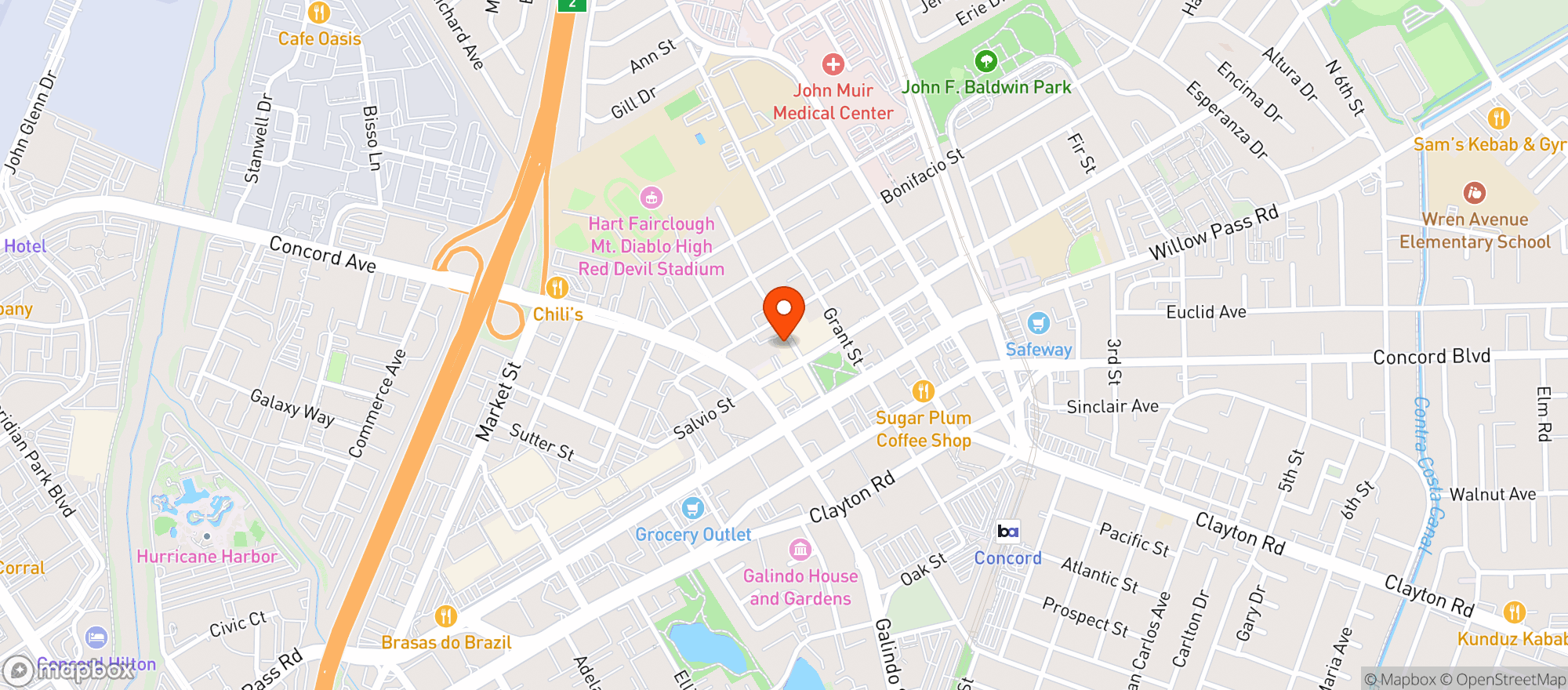 Map showing Vinnies Bar & Grill