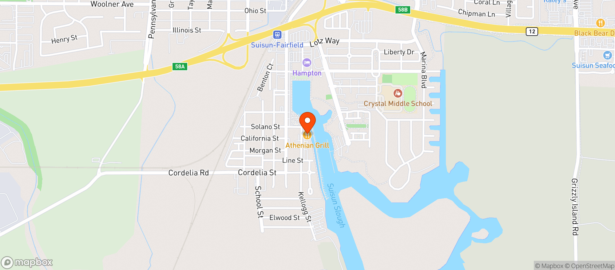 Map showing Athenian Grill