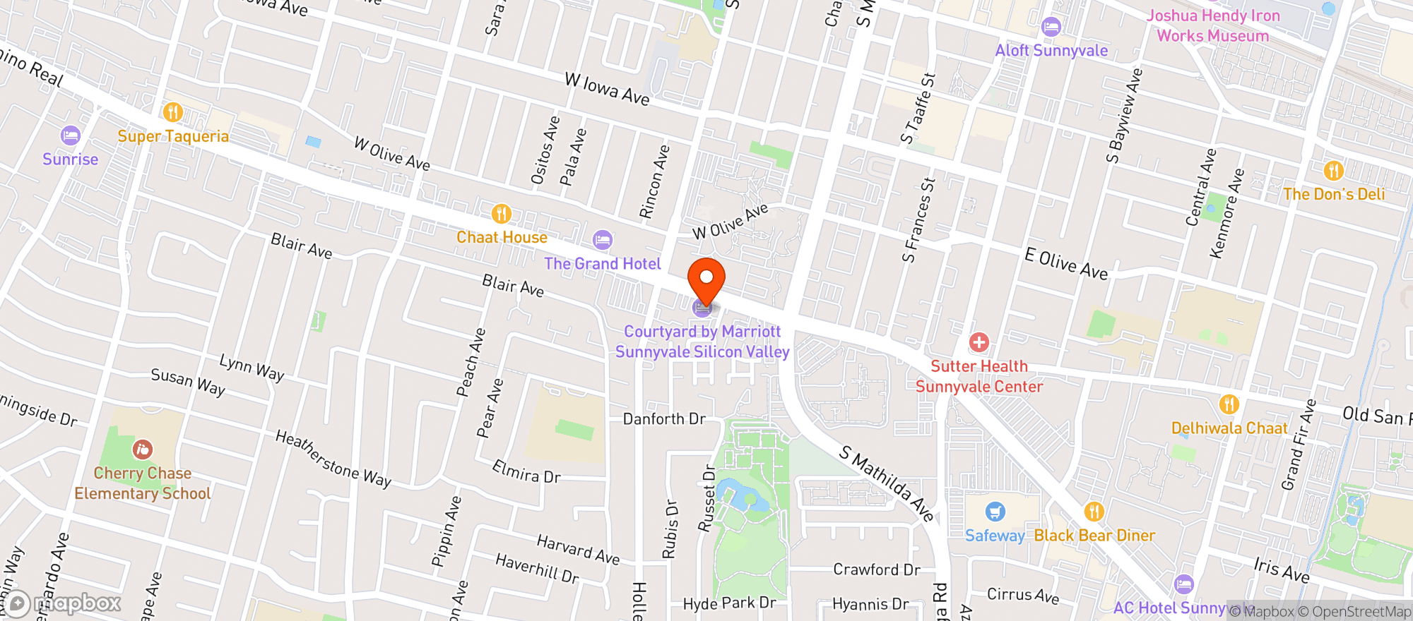 Map showing Courtyard By Marriott #sjcsv