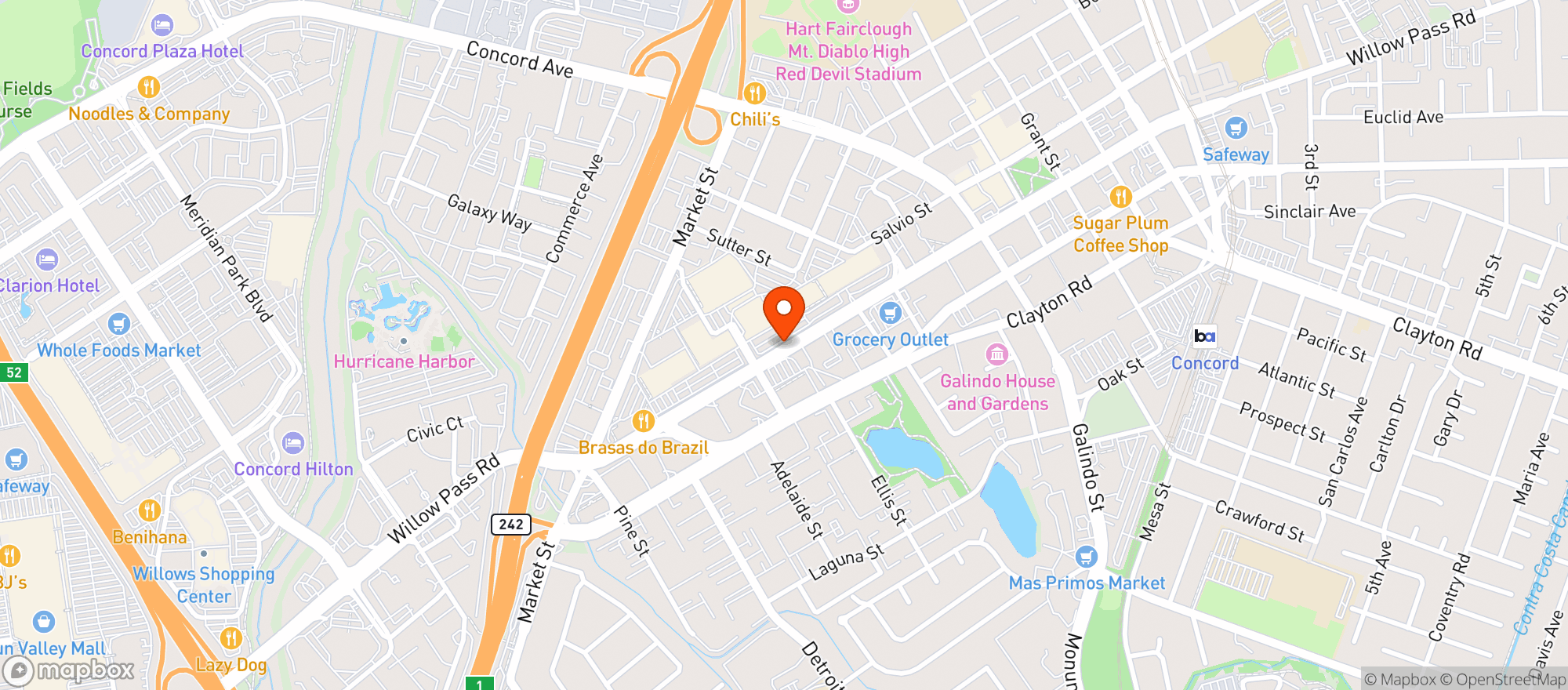 Map showing Las Montanas Supermarket