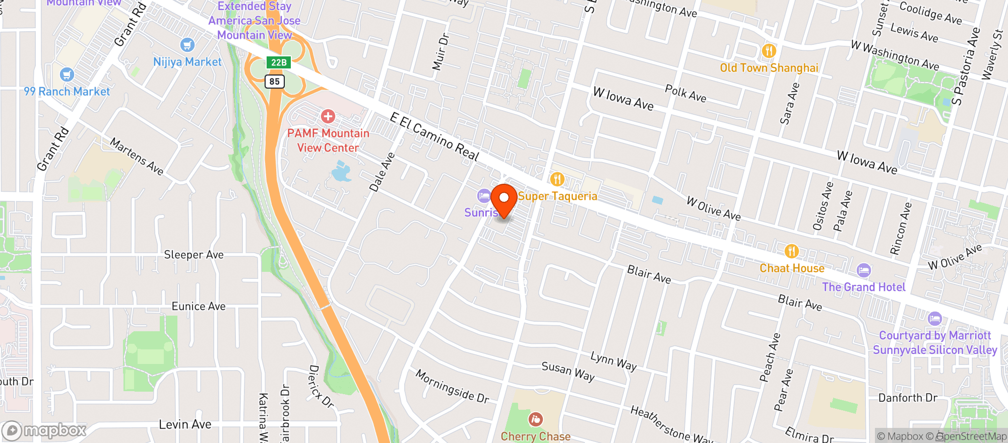 Map showing Safeway - Sunnyvale