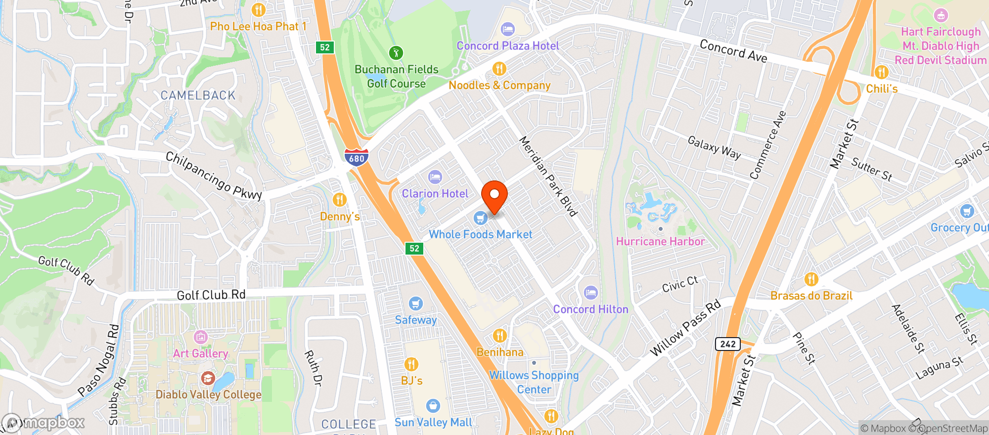 Map showing Whole Foods Market - Concord
