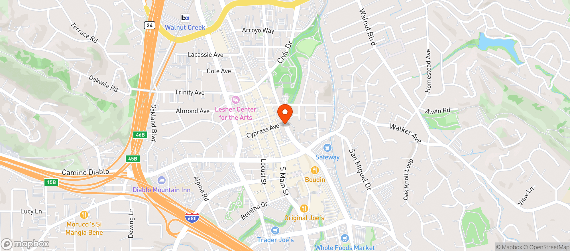 Map showing ALCOSTA ON BROADWAY