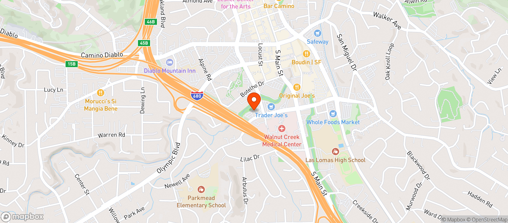Map showing KWIK SERV - Walnut Creek