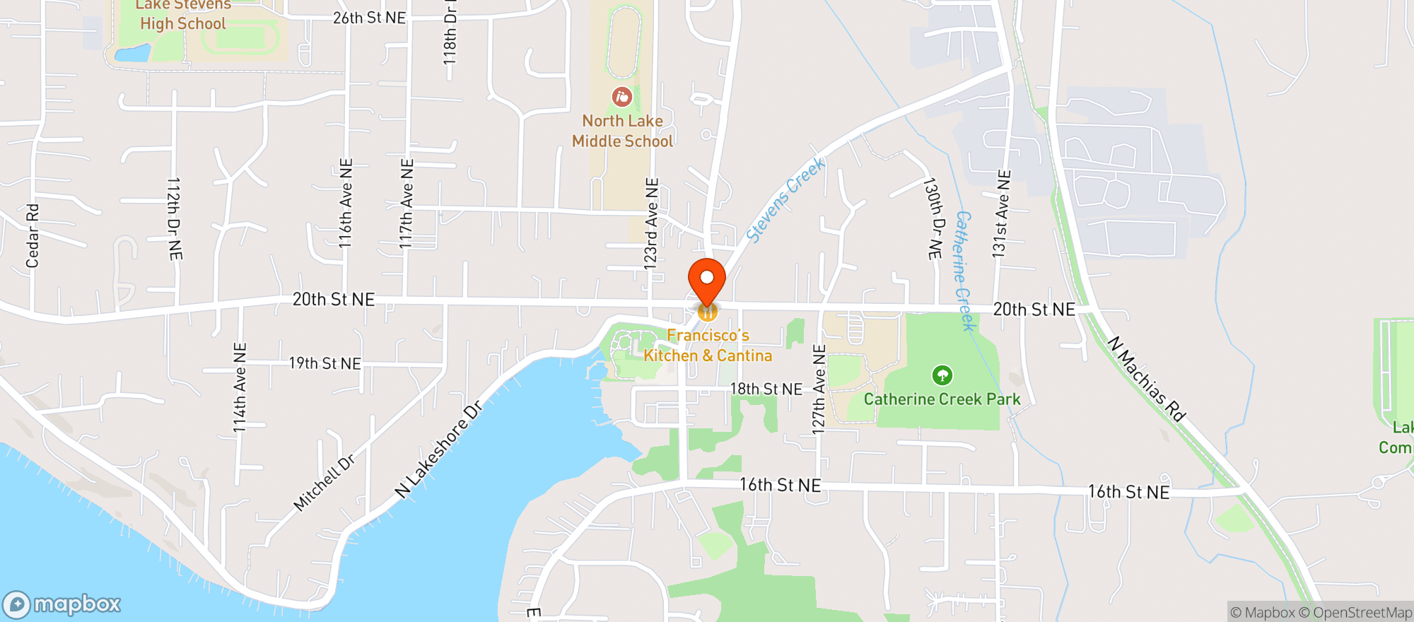 Map showing Franciscos Kitchen & Cantina