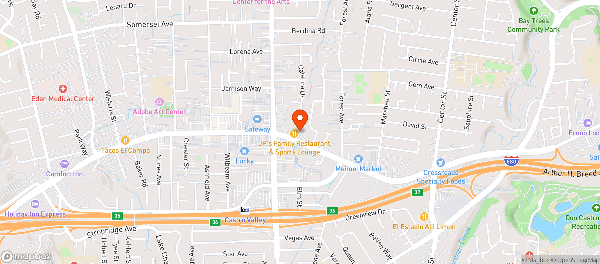 Map showing Castro Valley Natural Grocery - Alameda Natural Grocery - Castro Valley Natural Grocery - 00100020586
