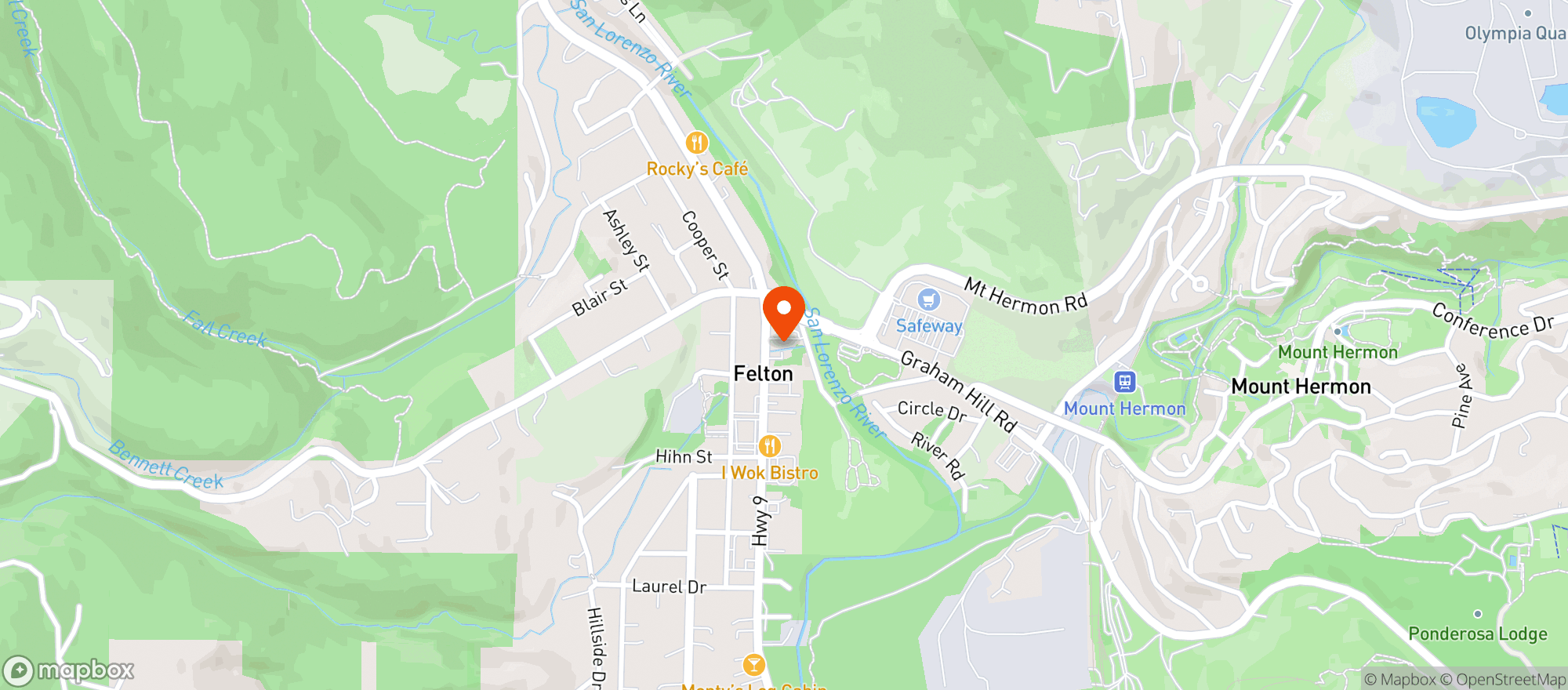 Map showing Wild Roots Market (Felton) - 00280005