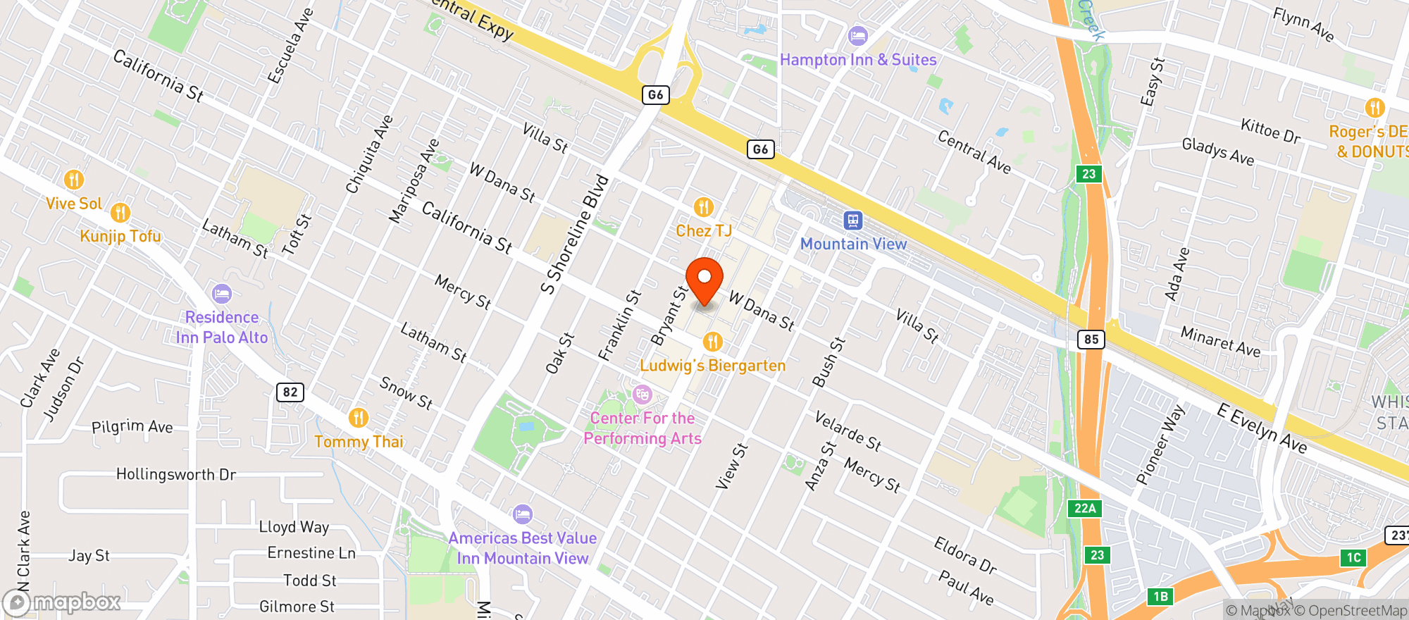Map showing Avas Downtown Market & Heyo