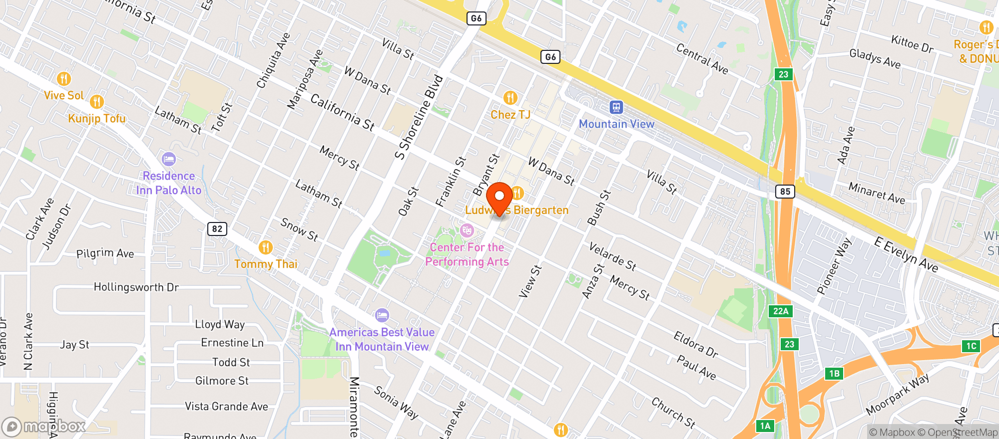 Map showing Casa Lupe Mexican Restaurant