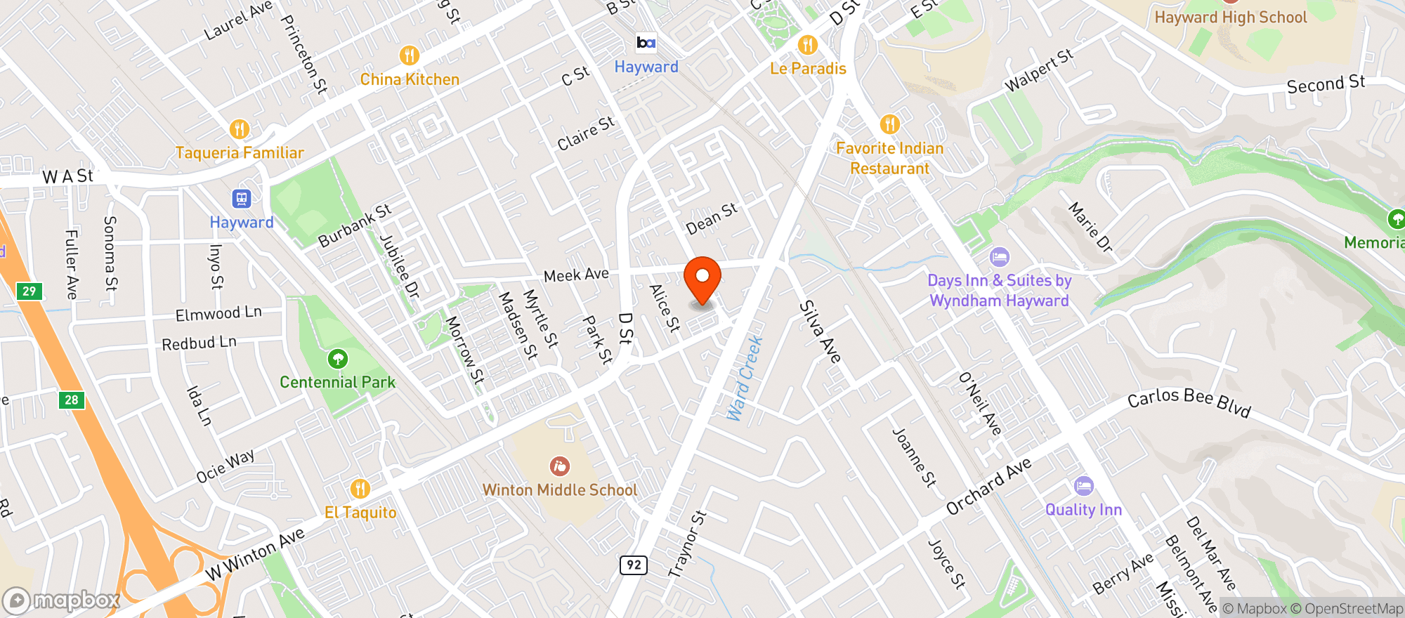Map showing La Cantina Sports Bar