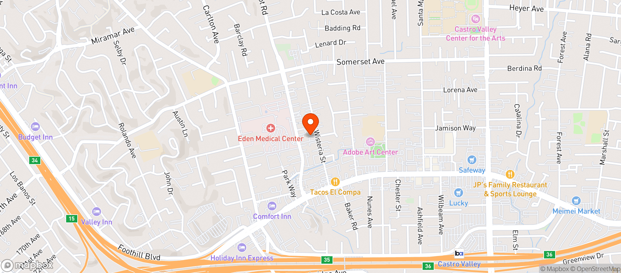 Map showing Liquor Hub Castro Valley
