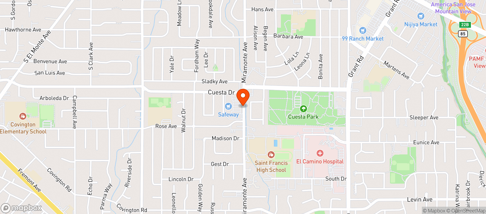 Map showing Safeway