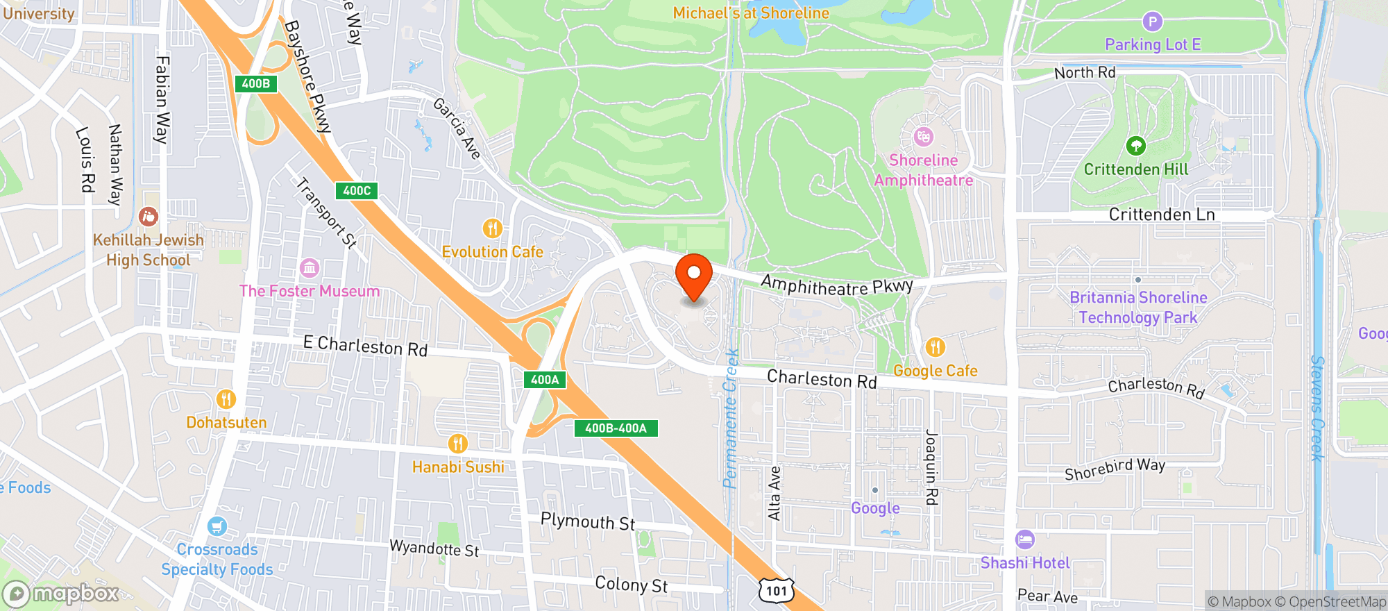Map showing Googleplex - 1900