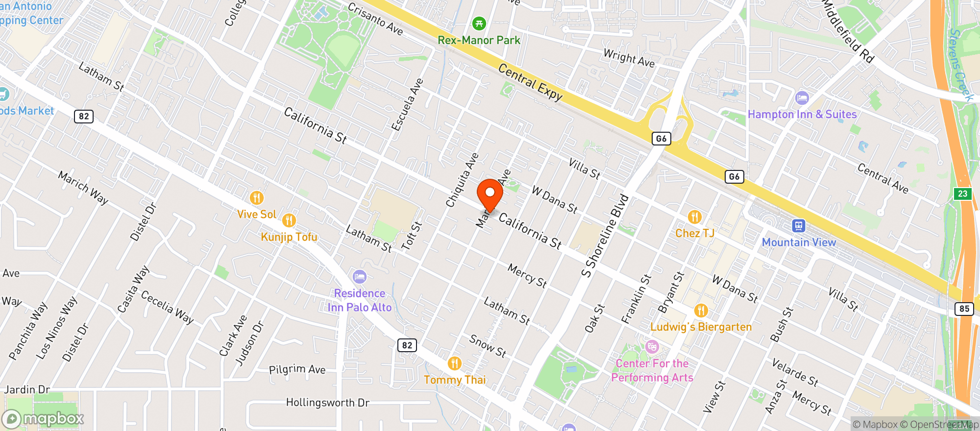 Map showing California Street Market