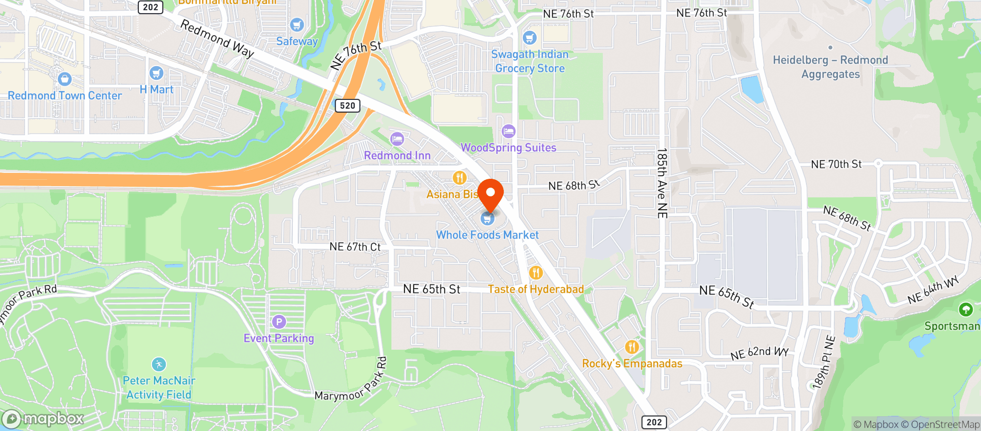 Map showing Whole Foods - Redmond #10260