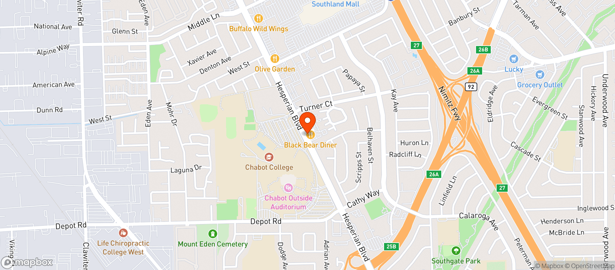 Map showing Black Bear Diner