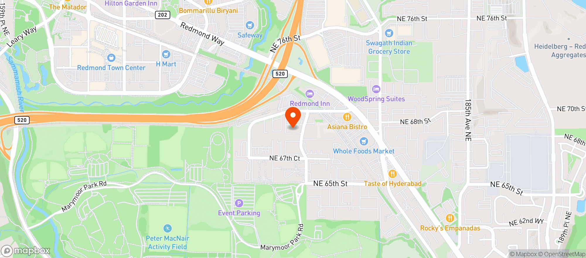 Map showing HUMMINGBIRD AND HOLLY