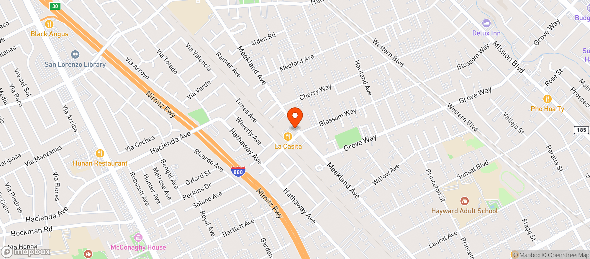 Map showing Hank's Liquor - Meekland