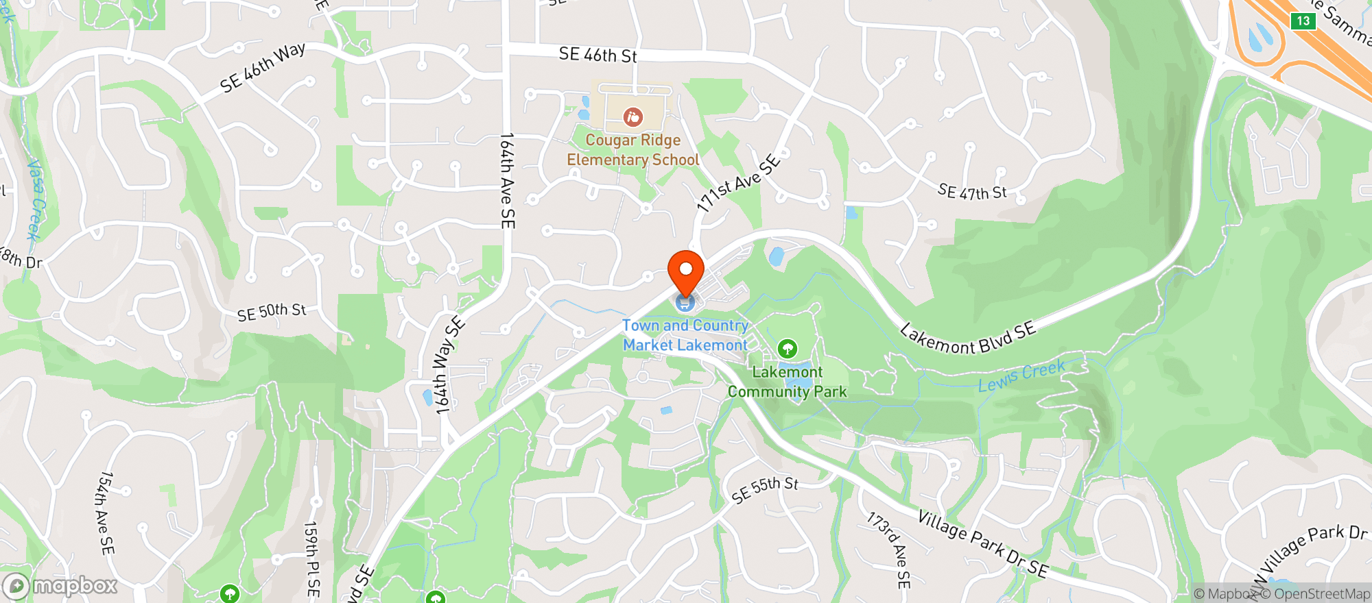 Map showing Town & Country | Lakemont