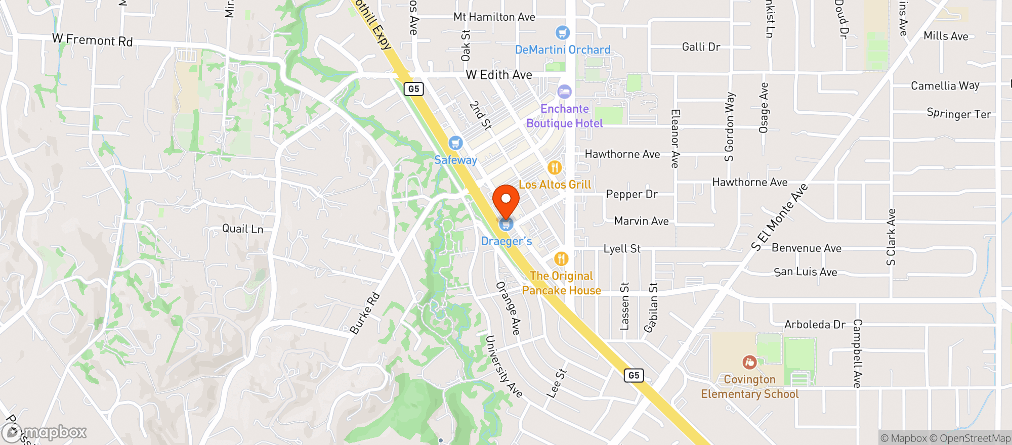 Map showing Draeger's Market (Los Altos)