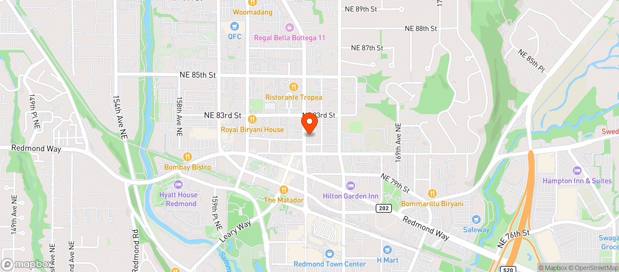Map showing Spark Pizza