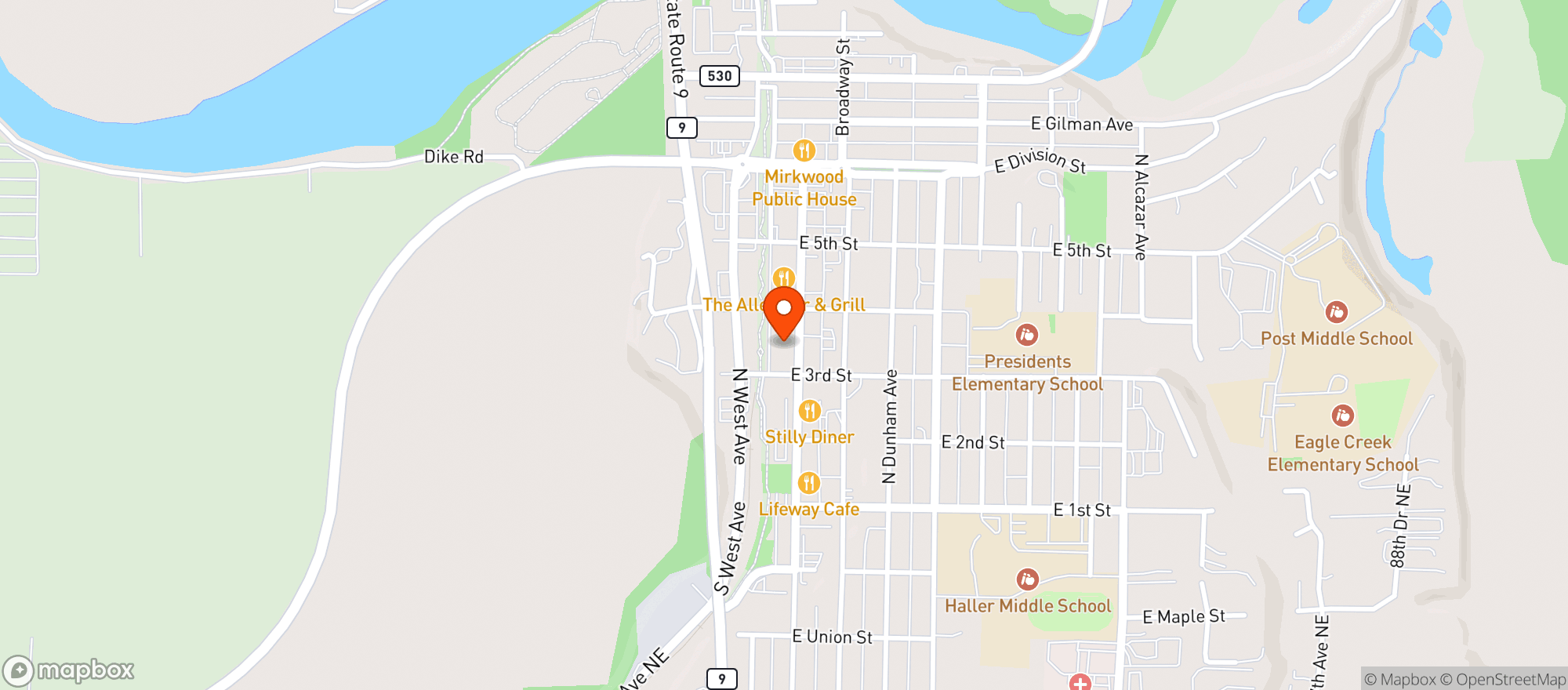 Map showing Centennial Bar & Grill