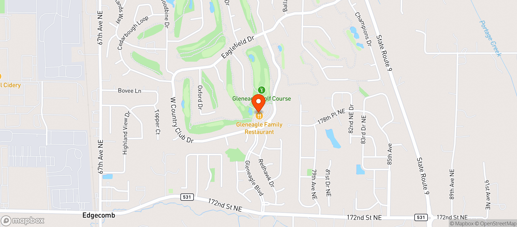 Map showing Glen Eagle Golf Course