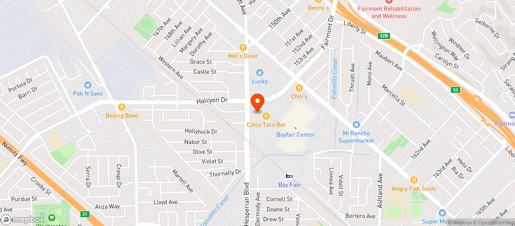 Map showing BevMo