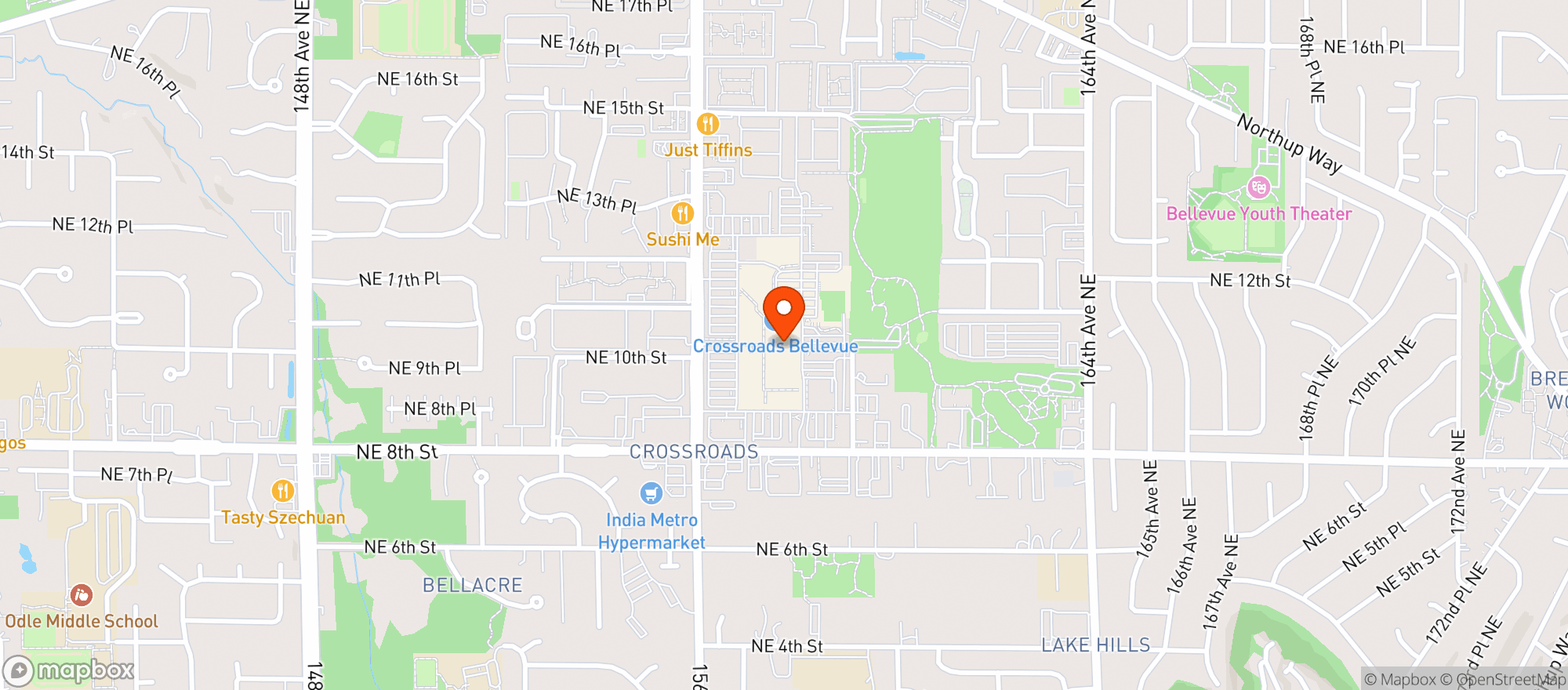 Map showing World Market Crossroads Bellevue