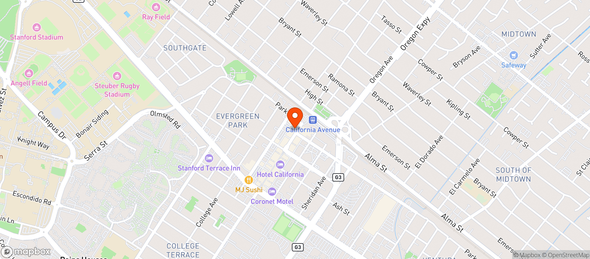 Map showing Mollie Stone's Markets - Mollie Stones Markets (Palo Alto) - 00808003