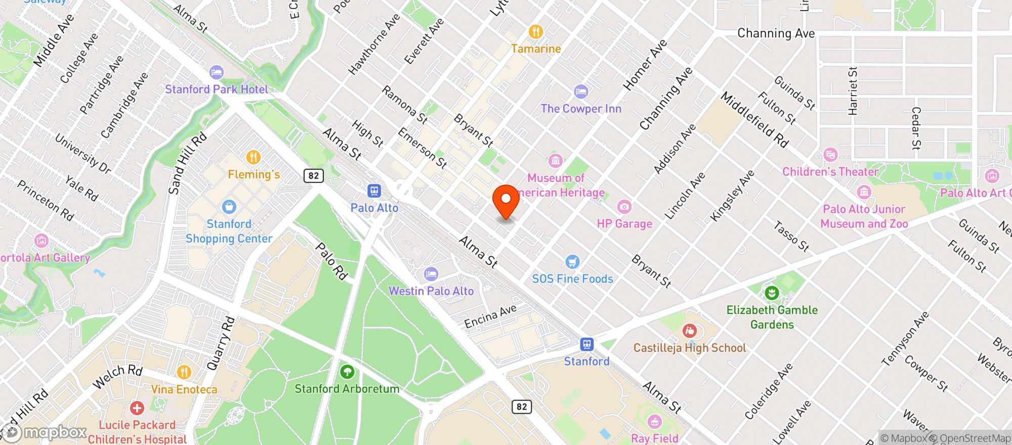 Map showing Whole Foods Market (Palo Alto)