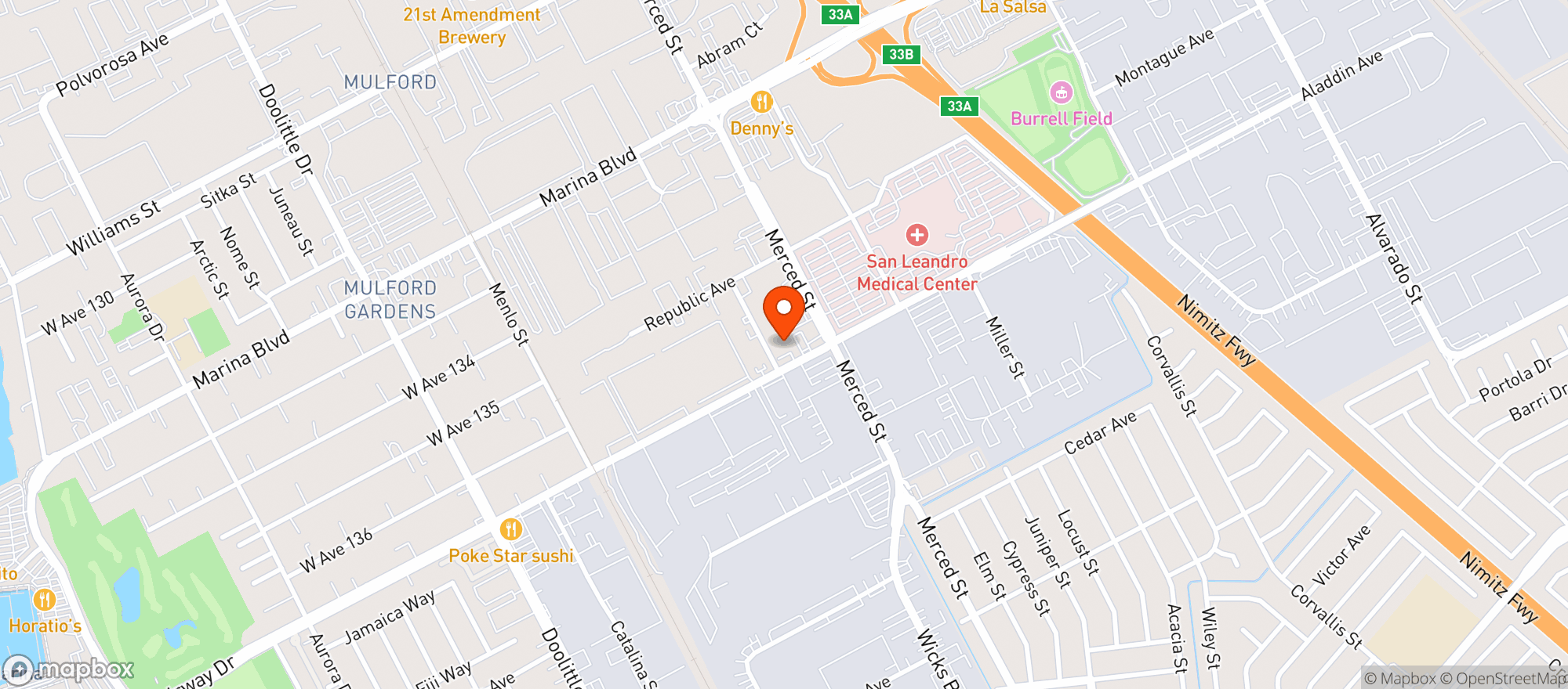 Map showing Blum - San Leandro
