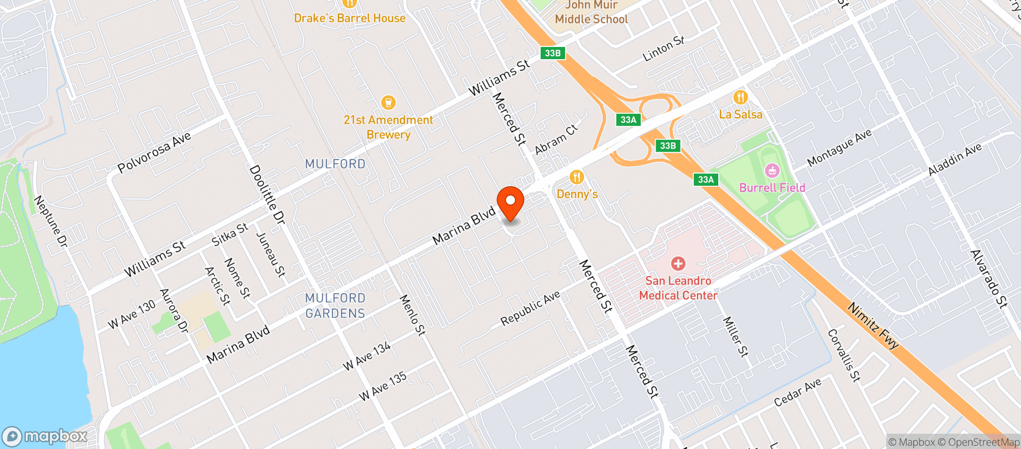 Map showing Harborside - San Leandro