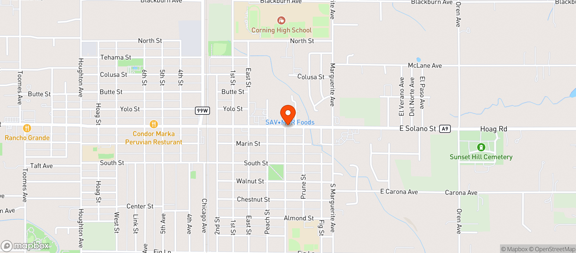 Map showing SAV MOR FOODS