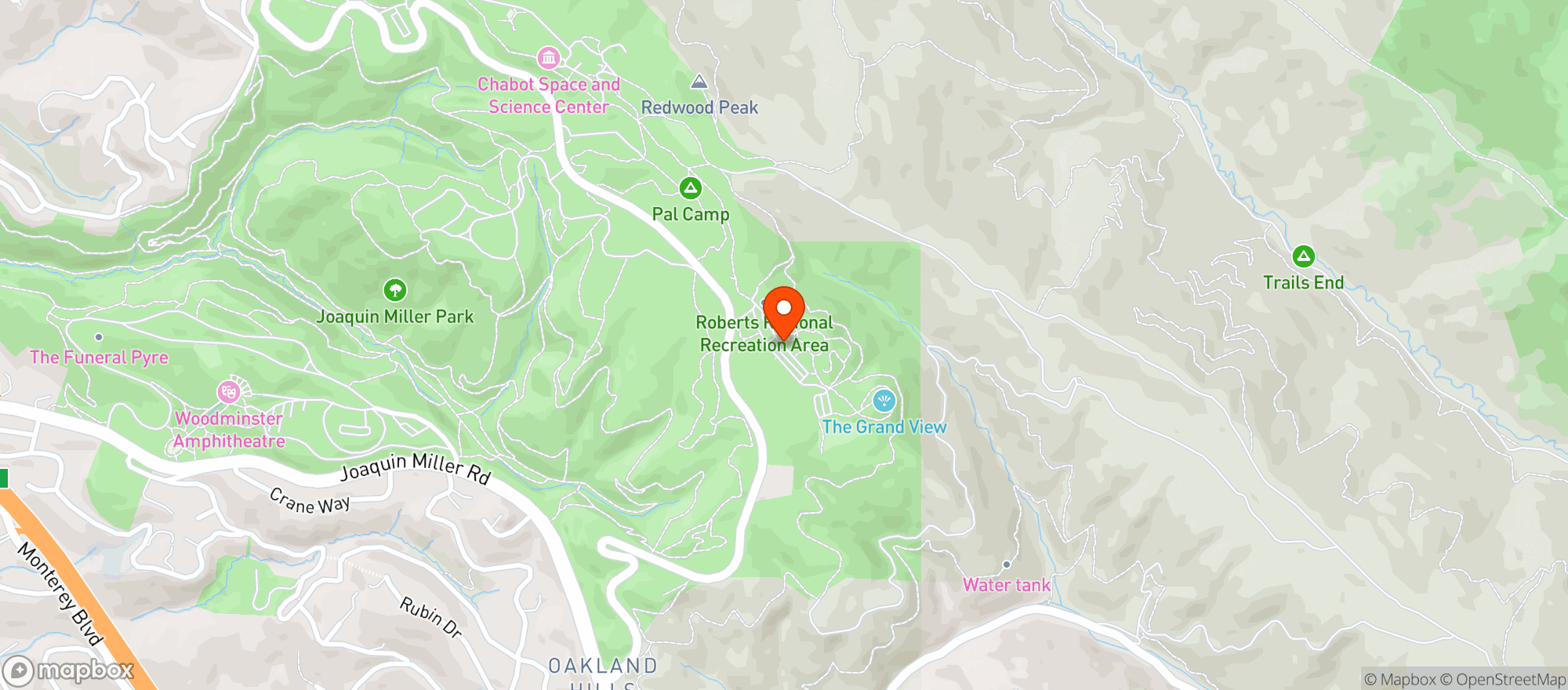 Map showing Roberts Regional Recreation Area