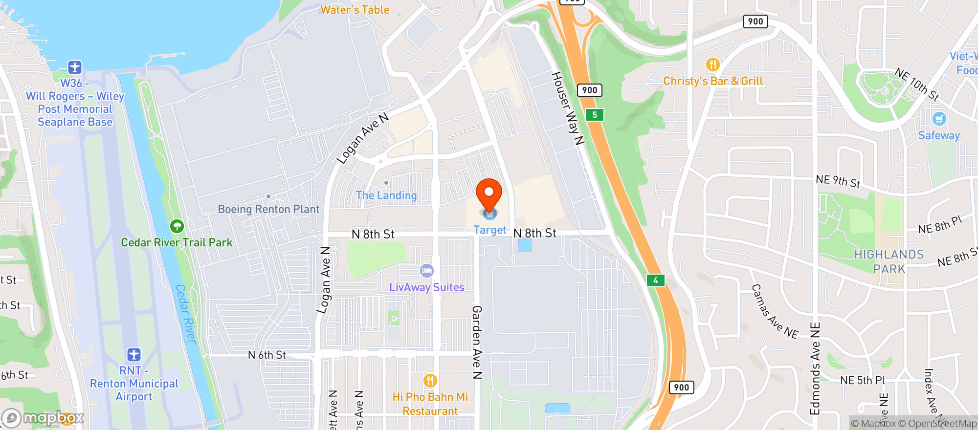Map showing Target - Renton