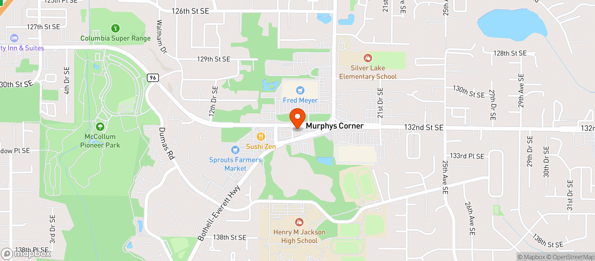 Map showing Peabos Sports Bar And Grill