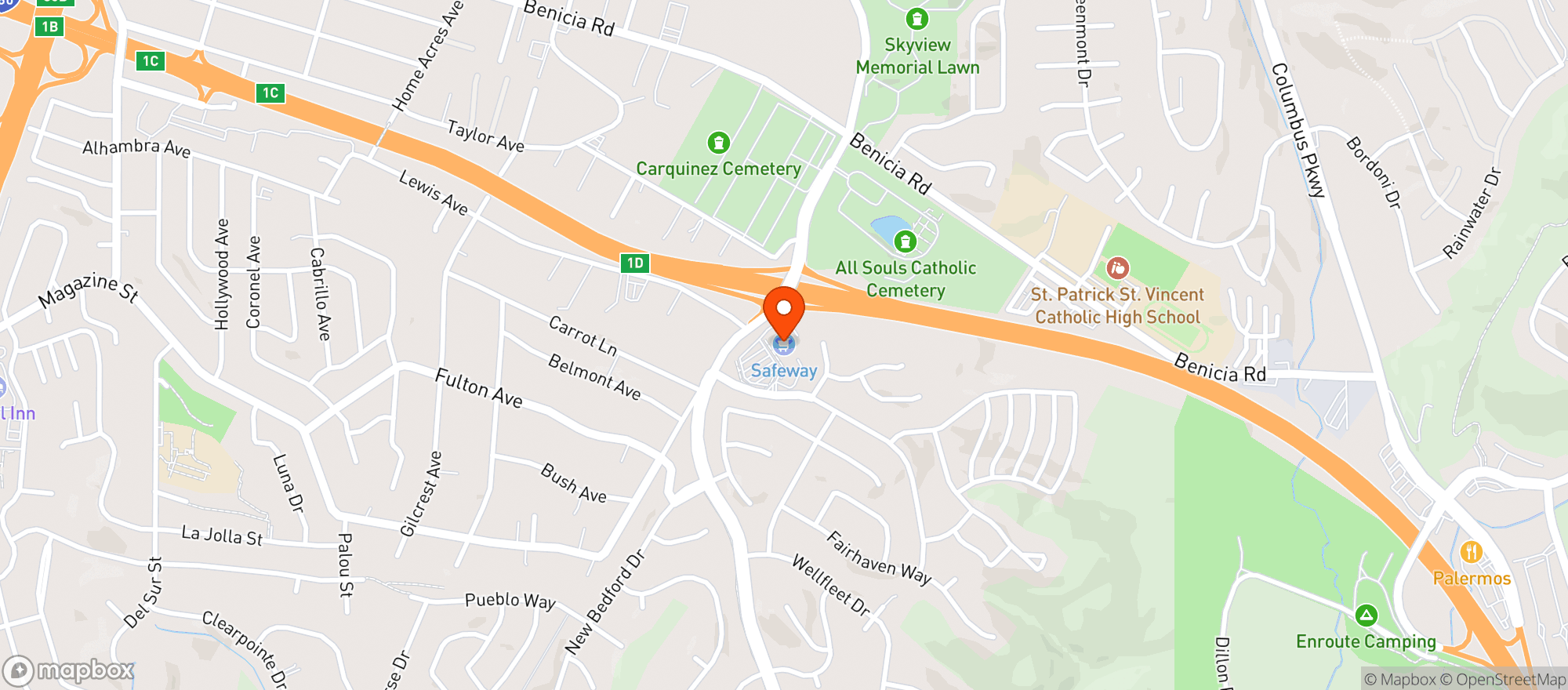 Map showing Safeway - Vallejo
