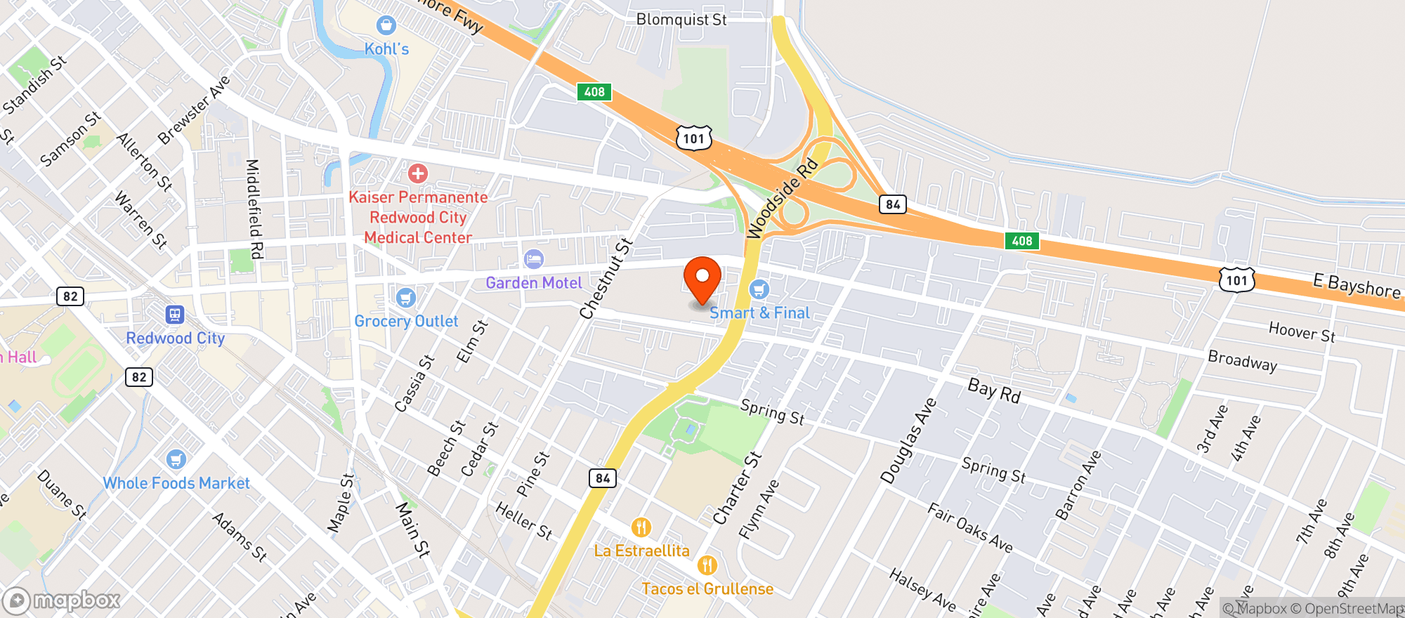 Map showing Cvs