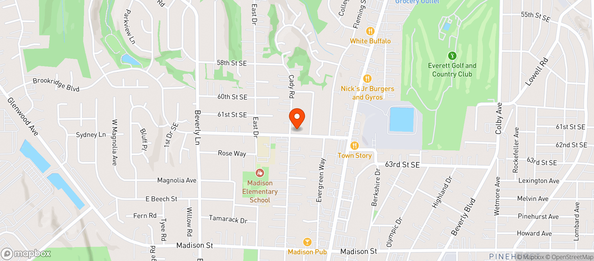 Map showing Pecks Drive Grocery