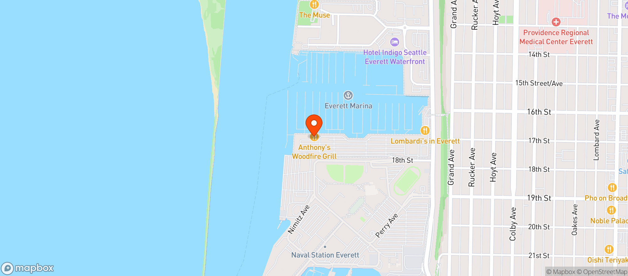 Map showing Anthonys Woodfire Grill