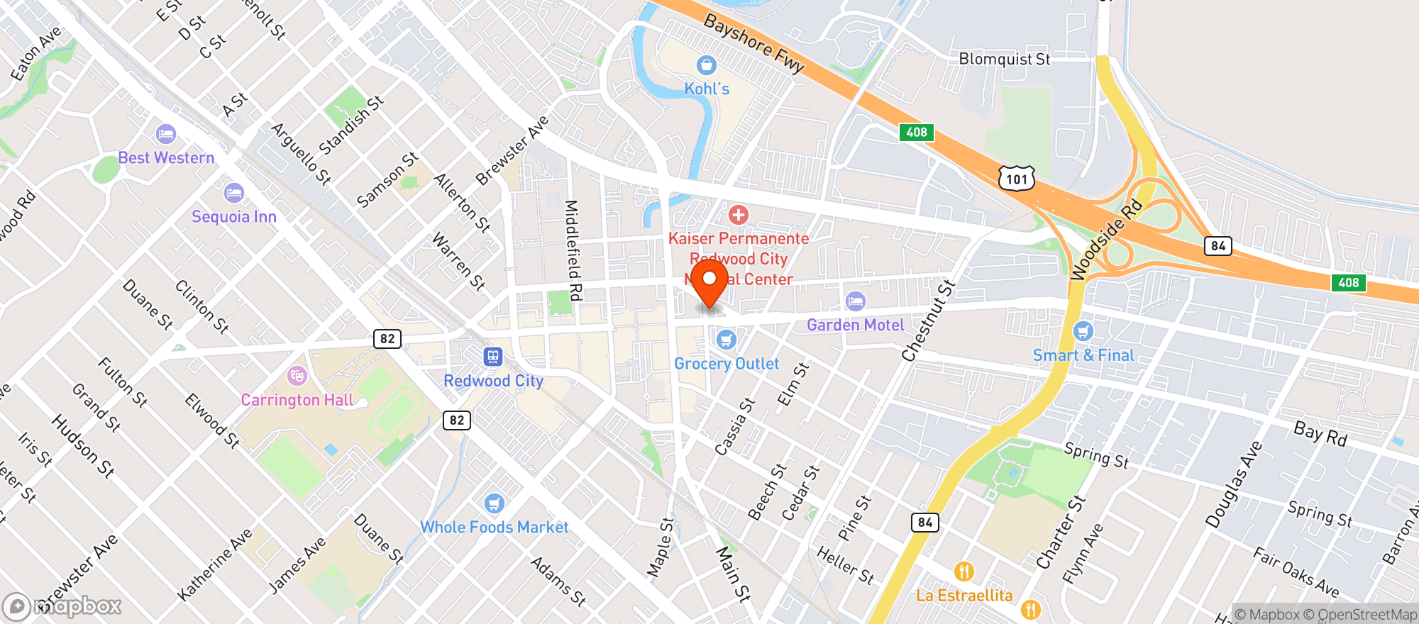 Map showing Embarc Redwood City