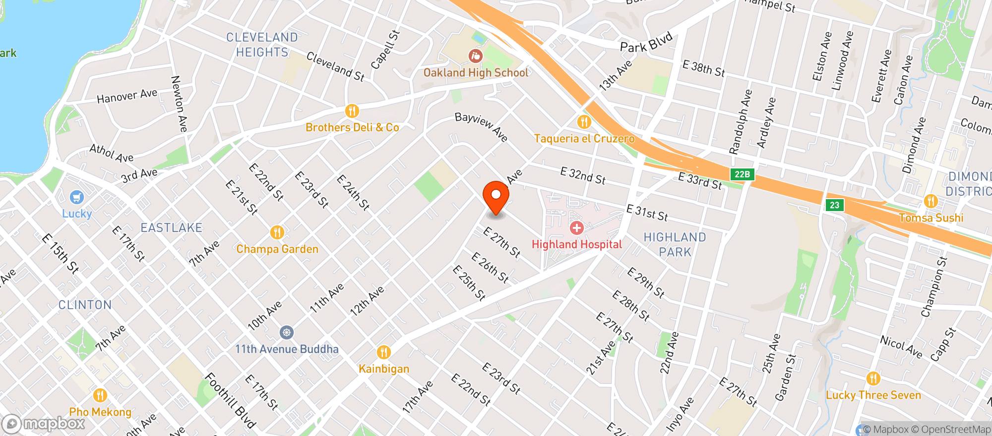 Map showing N&M Market - Oakland