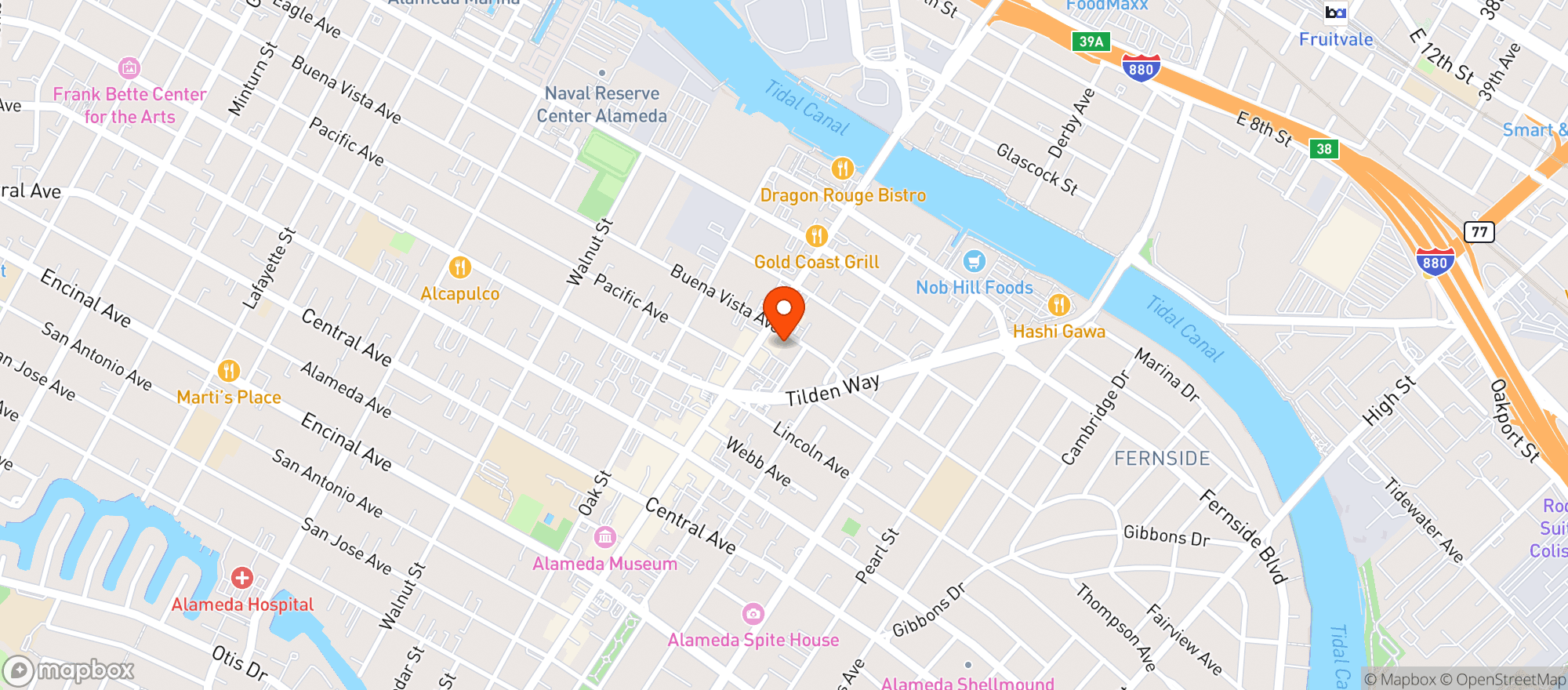 Map showing Alameda Natural Grocery