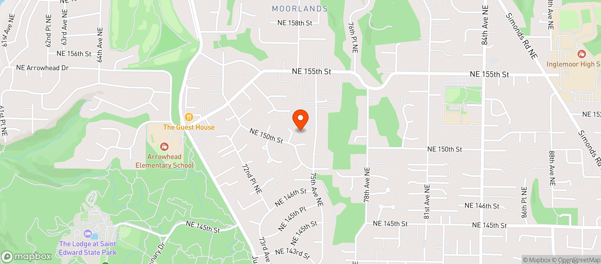 Map showing Rockys Corner Grocery - Kenmore