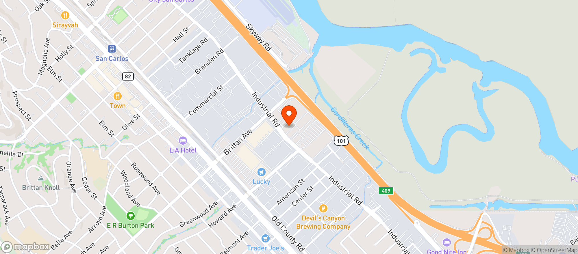 Map showing Door Dash