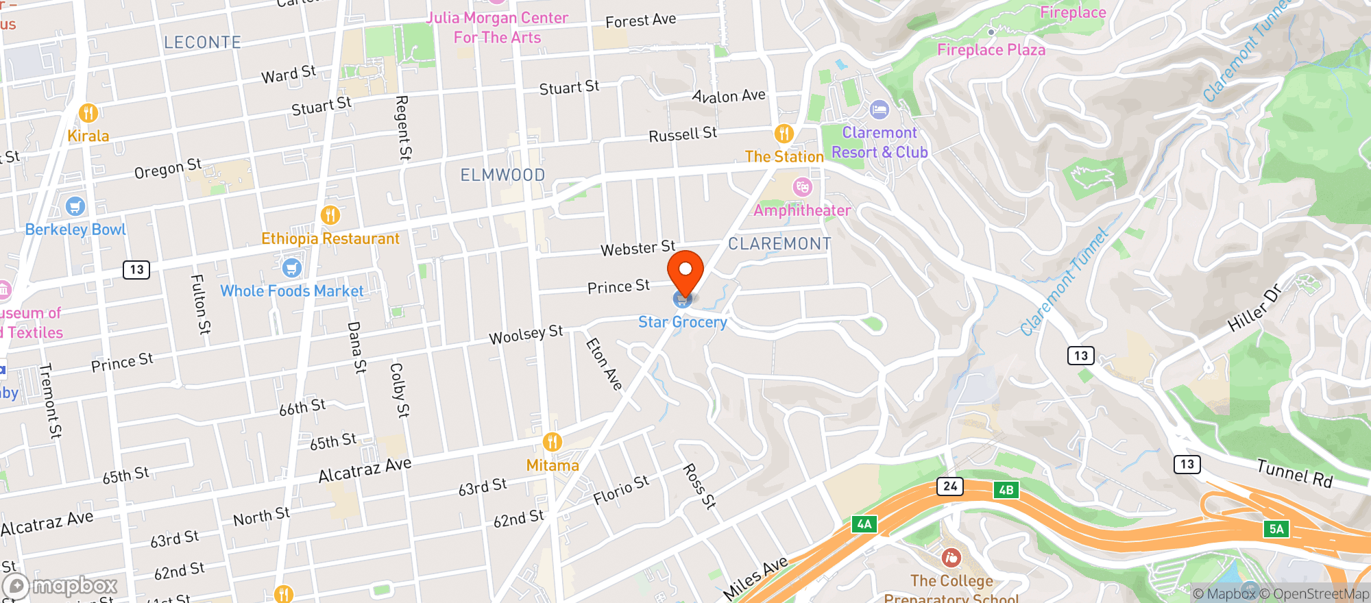 Map showing Star Grocery