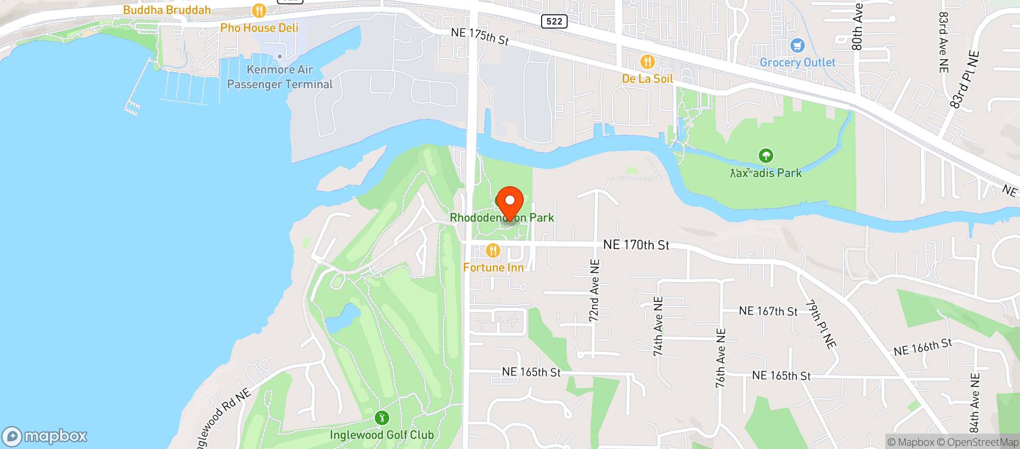Map showing Rhododendron Park